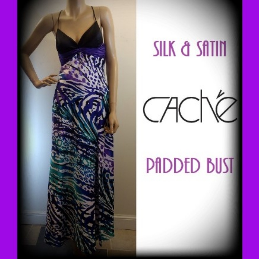 Cache Silk & Satin Empire Waist Animal Print Dress